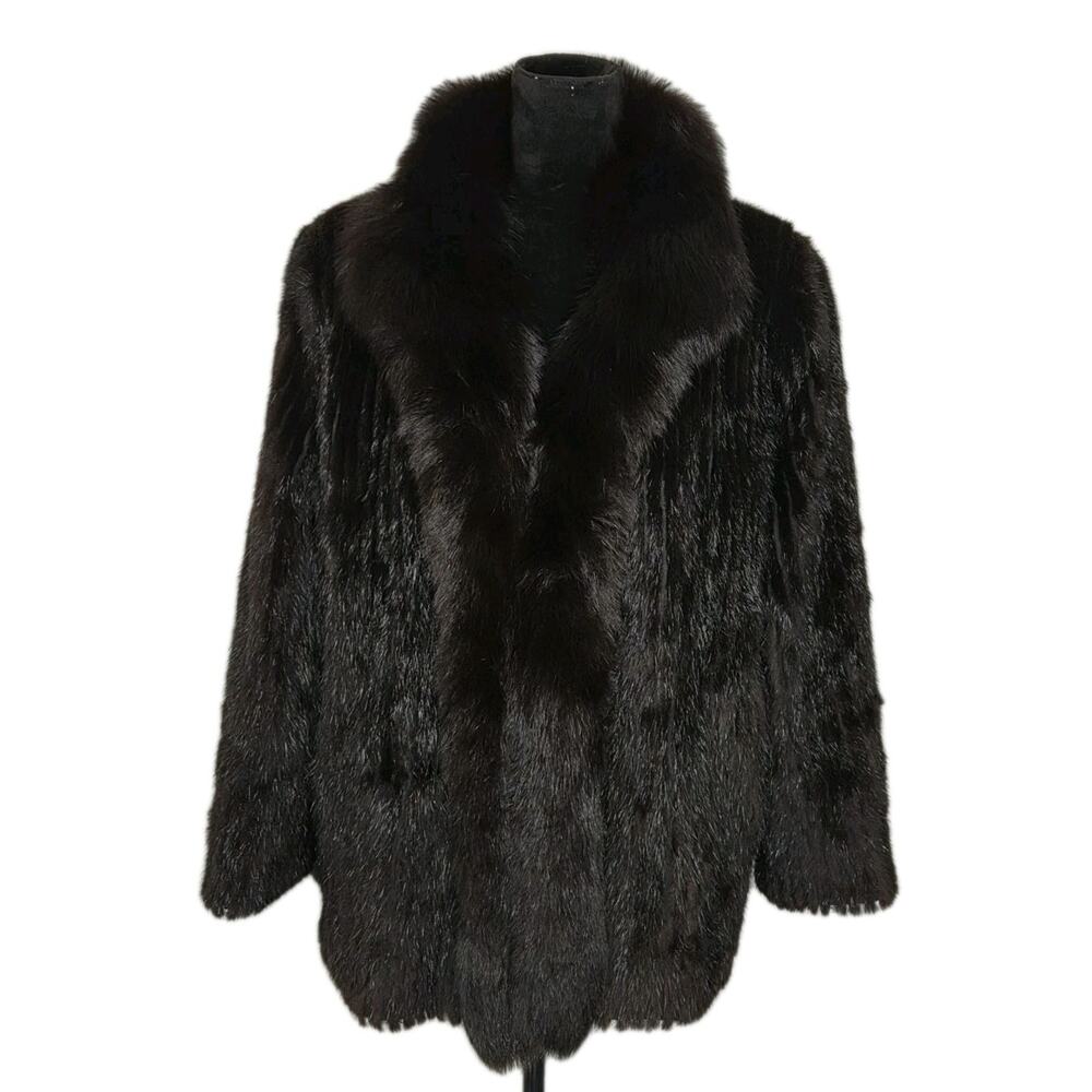 Vintage Alaskan Fur Coat Dark Brown Stroller Jacket Womens Sz 20 KC